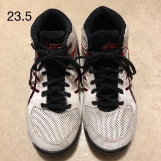 アシックス(asics)のasics 子供用バッシュ DUNKSHOT 23.5 TBF139 白×黒(バスケットボール)