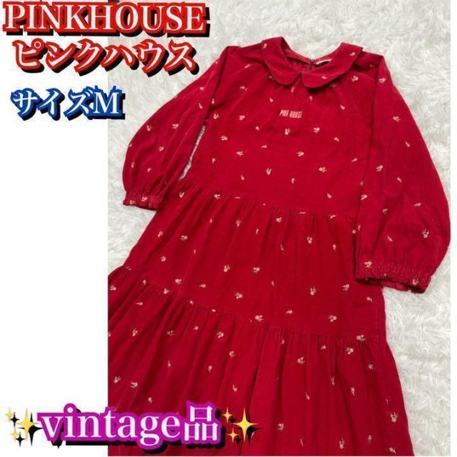PINK HOUSE - vintage品✨ピンクハウス 赤 ひざ丈ワンピース サイズM