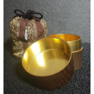 本桑材　内側　金箔仕上げ　【中次ぎ】　仕覆　付属　茶入　茶道具　茶器(漆芸)