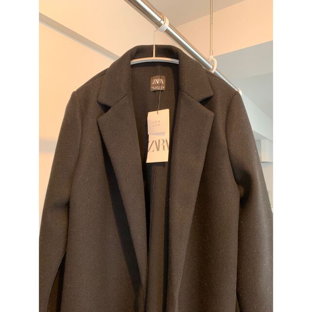 ZARA(ザラ)のZARAブラックロングコート レディースのジャケット/アウター(ロングコート)の商品写真