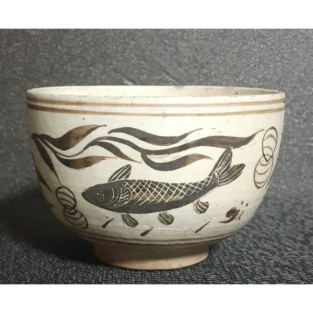 中国古美術 中国古陶磁器 古玩 明朝明代 磁州窯 鉄絵 宝珠に魚藻 中国古美術 中国古陶磁器 古玩 明朝明代 磁州窯 鉄絵 宝珠に魚藻