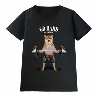 【筋トレ  柴犬 しばいぬ 犬】ダンベル Tシャツ メンズ レディース 半袖(Tシャツ(半袖/袖なし))