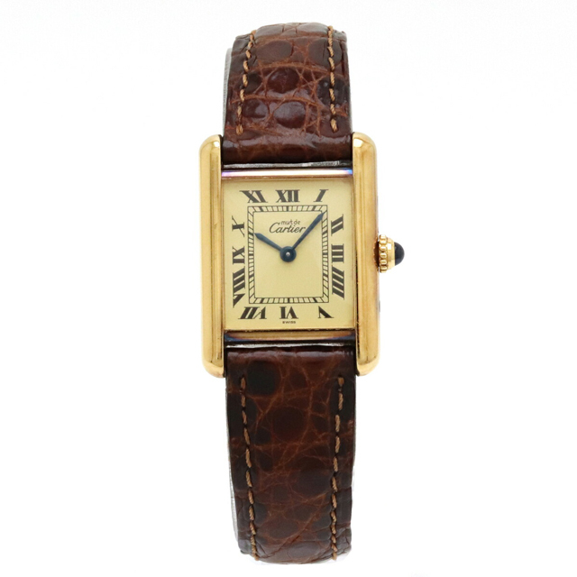 豪奢な Cartier （12221005） アイボリー文字盤 ヴェルメイユ マストタンク カルティエ - 腕時計