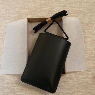 ムジルシリョウヒン(MUJI (無印良品))の新品　無印良品ミニサコッシュ イタリア産ヌメ革 ブラック(ショルダーバッグ)