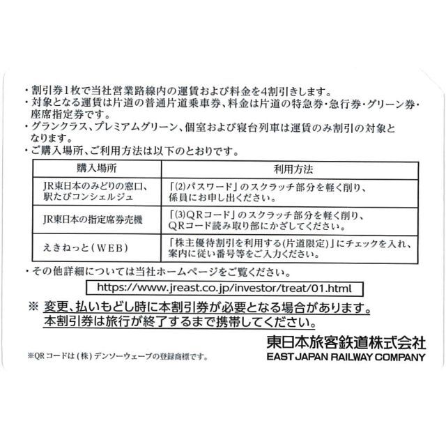 東日本旅客鉄道 株主優待 株主優待割引券(2枚) 有効期限:2023.6.30 ...
