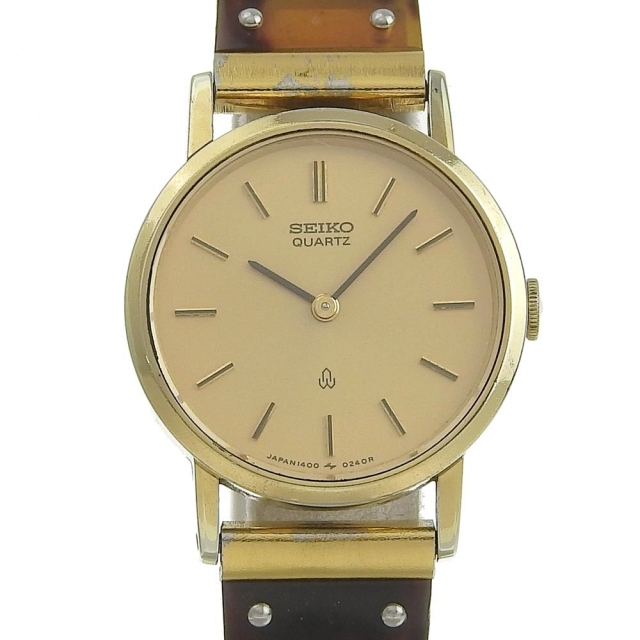 【SEIKO】セイコー 1400-0060 ステンレススチール×プラスチック 茶 クオーツ アナログ表示 レディース ゴールド文字盤 腕時計