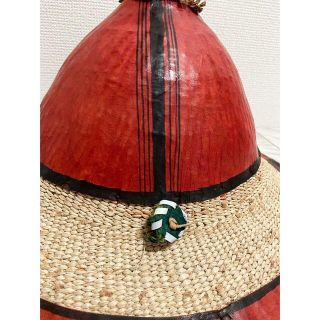 1点物 vintage ハンドメイド アフリカン 民族帽 レザー × 麦藁ハット