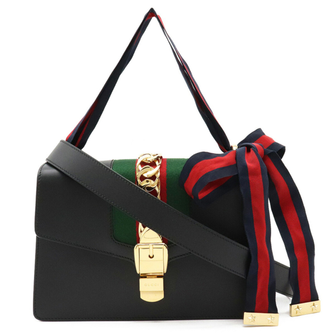 中古】 Gucci - グッチ シルヴィ シェリーライン リボン ショルダー