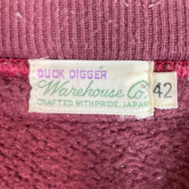 WAREHOUSE(ウエアハウス)のウェアハウス 後付けパーカー レッド size42 メンズのトップス(スウェット)の商品写真