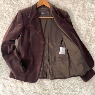 マックスマーラ(Max Mara)のMaxMara WEEKEND ベロア テーラードジャケット ブラウン 44(テーラードジャケット)