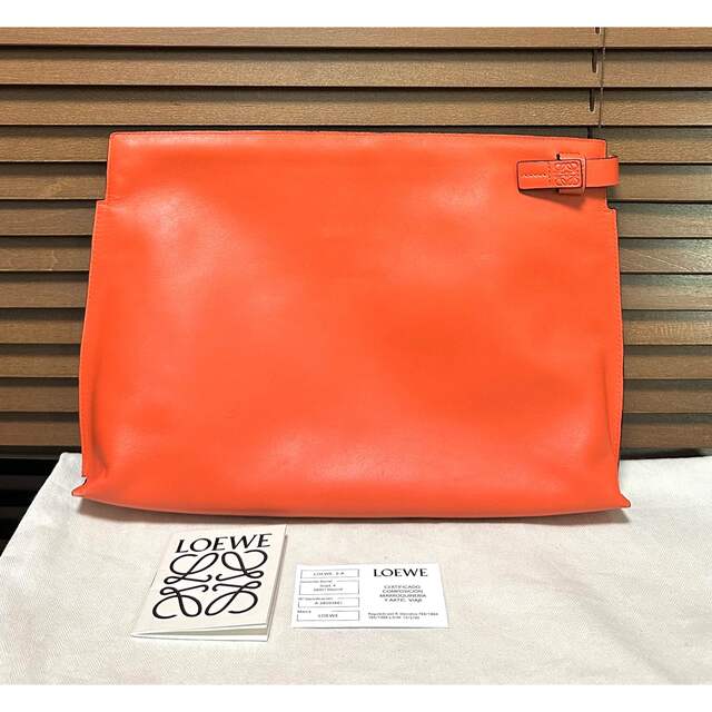 セカンドバッグ/クラッチバッグ LOEWEロエベ オレンジ T POUCH Tポーチ