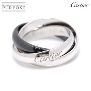 カルティエ(Cartier)のカルティエ Cartier トリニティ MM #49 リング セラミック K18 WG 3連 750 ホワイトゴールド 指輪 【証明書付き】VLP 90171321(リング(指輪))