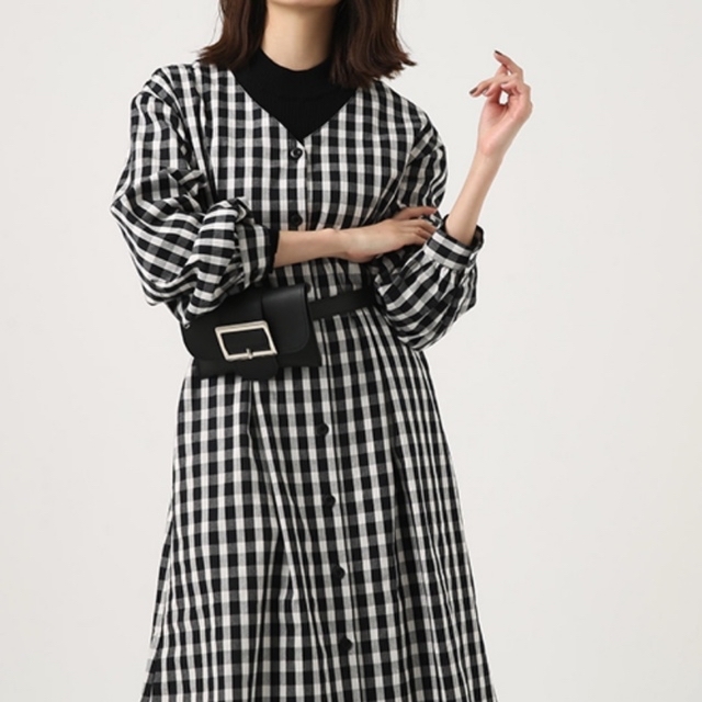 AZUL by moussy(アズールバイマウジー)のチェックワンピース レディースのワンピース(ロングワンピース/マキシワンピース)の商品写真