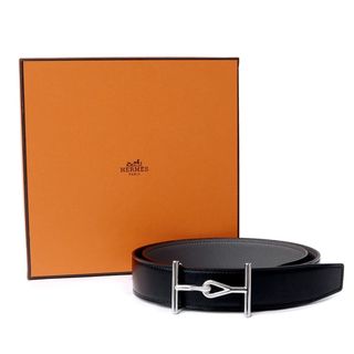 未使用品 HERMES エルメス コンスタンス 32 現行 21年製 100 リバーシブル ベルト ボックスカーフ/トゴ ブラック U刻印 メンズ