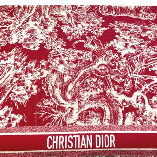 ディオール(Dior)のディオール Dior リバースストワルトゥジュイ 21JOU800IXGS フリンジ アニマル ビーチタオル インテリア ブランケット コットン レッド×ホワイト(その他)