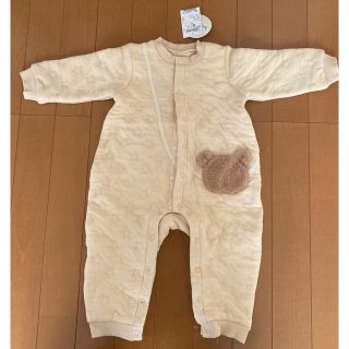 キッズズー(kid’s zoo)の新品　kid's zoo こどもの森　ロンパース　80 ベージュ　綿　もこもこ(ロンパース)