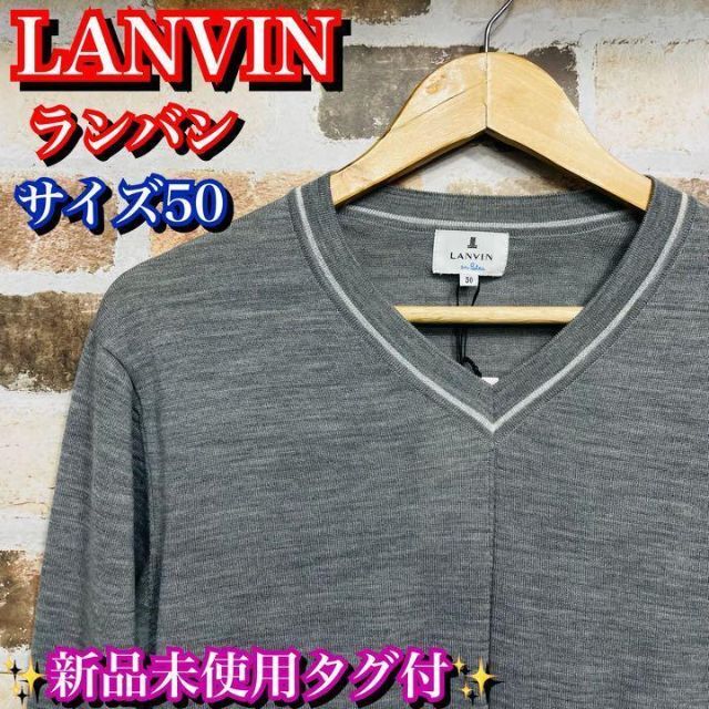 メンズ新品未使用タグ付✨LANVIN ランバン ニット　メンズ　グレー　サイズ50