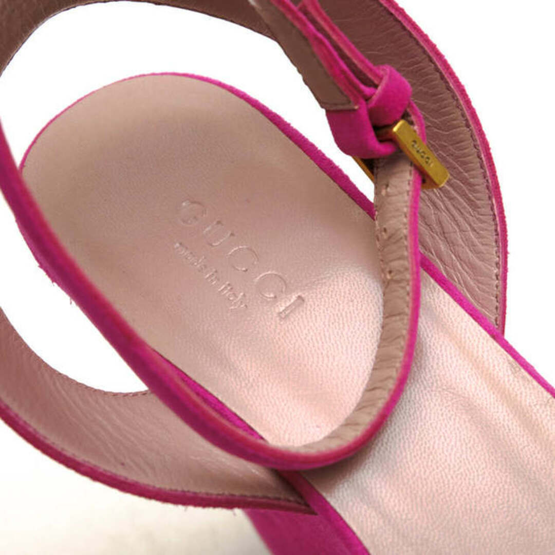 グッチ／GUCCI サンダル シューズ 靴 レディース 女性 女性用スエード スウェード レザー 革 本革 ピンク 厚底サンダル レザーソール  ハイヒール