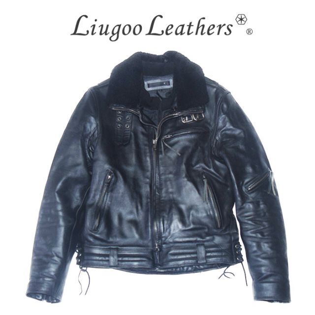 100％本物保証！ liugoo leather インナー付ダブルライダース バイカー メンズ