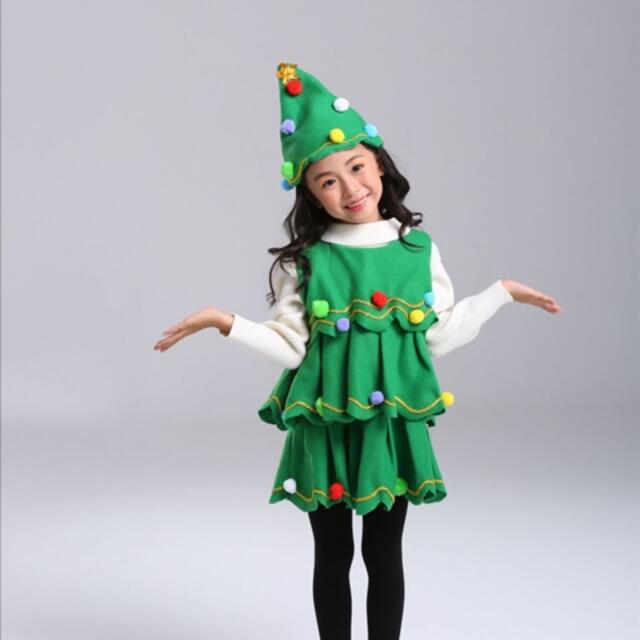 キッズクリスマスツリーワンピース　120 キッズ/ベビー/マタニティのキッズ服女の子用(90cm~)(ワンピース)の商品写真
