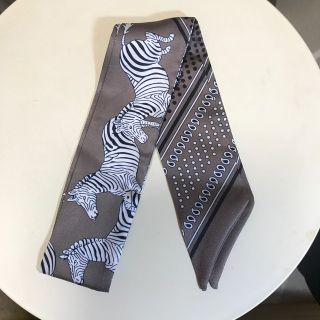 スカーフ　ツイリー　ブラウン系　シマウマ　ペイズリー柄(バンダナ/スカーフ)