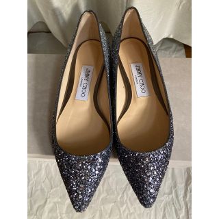 ジミーチュウ(JIMMY CHOO)の美品 ジミーチュウ グラデーション グリッター フラット パンプス 35(ハイヒール/パンプス)