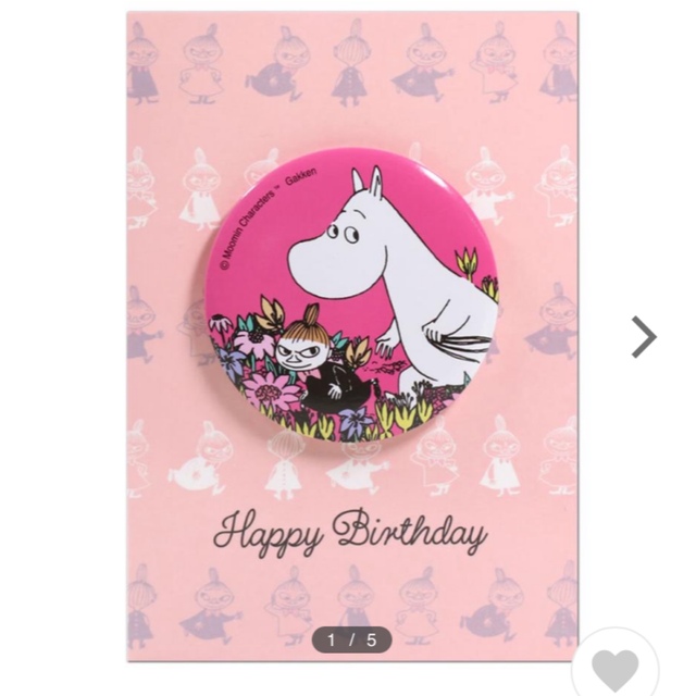 MOOMIN(ムーミン)の未開封　GIFT BOX  & 缶バッチ付きBIRTH DAYカード セット エンタメ/ホビーのアニメグッズ(バッジ/ピンバッジ)の商品写真