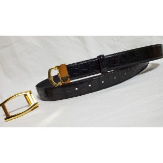 正規 カルティエ トーチュ×Cバックル クロコ調ベルト黒 調節可 金具2点