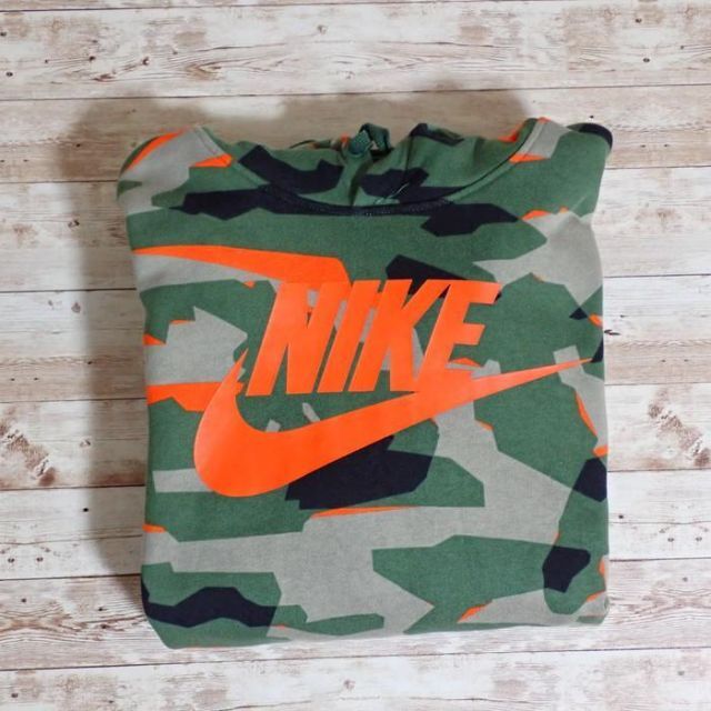 NIKE プルオーバー スウェット パーカー プリントロゴ 迷彩 カモフラ M