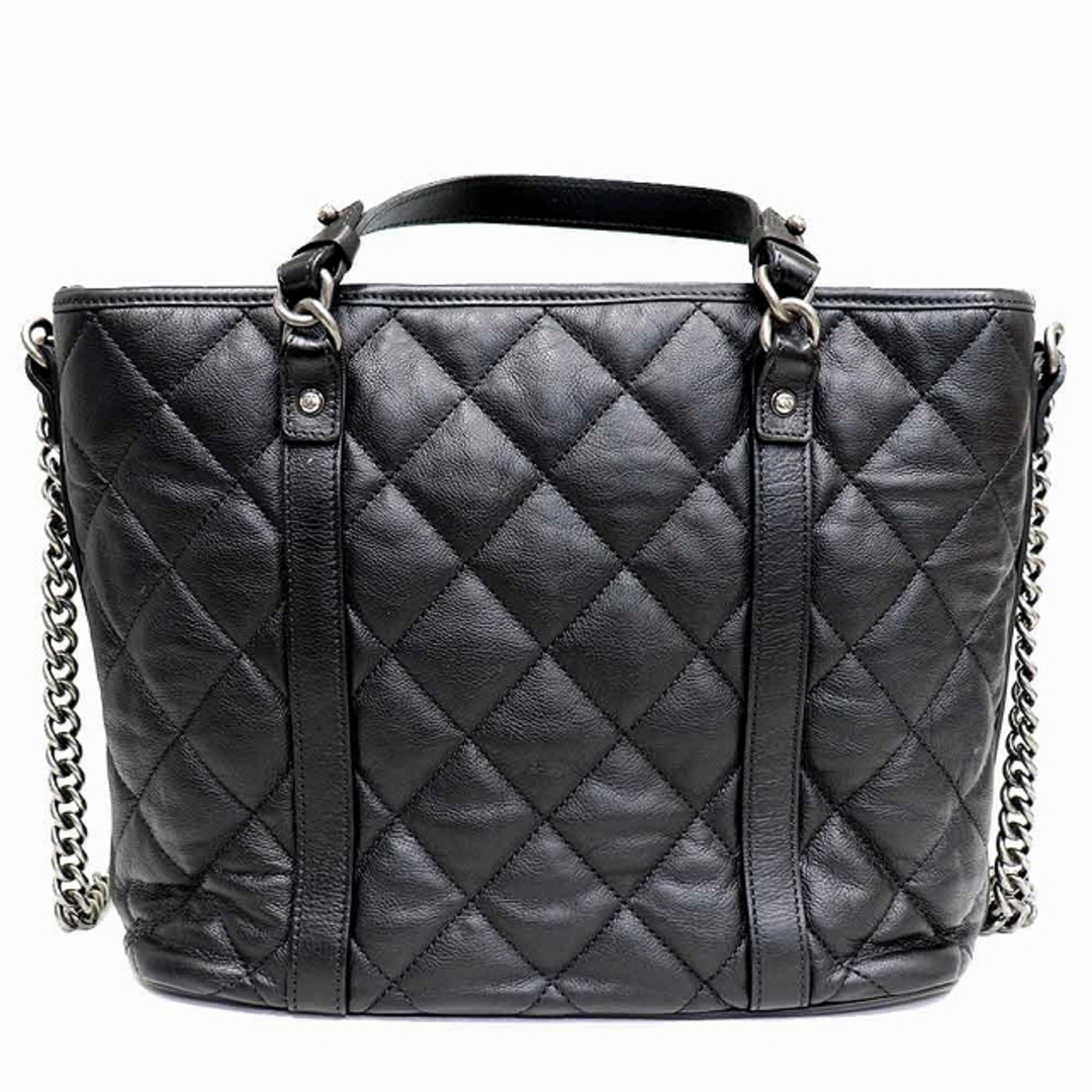 (美品）シャネル CHANEL マトラッセ 2way チェーン ショルダー 黒 レザー シルバー金具 斜め掛け 8328