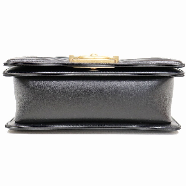 シャネル CHANEL ボーイ シャネル チェーン ショルダー バッグ 黒 レザー ヴィンテージゴールド金具 斜め掛け 2way 8118 - 3