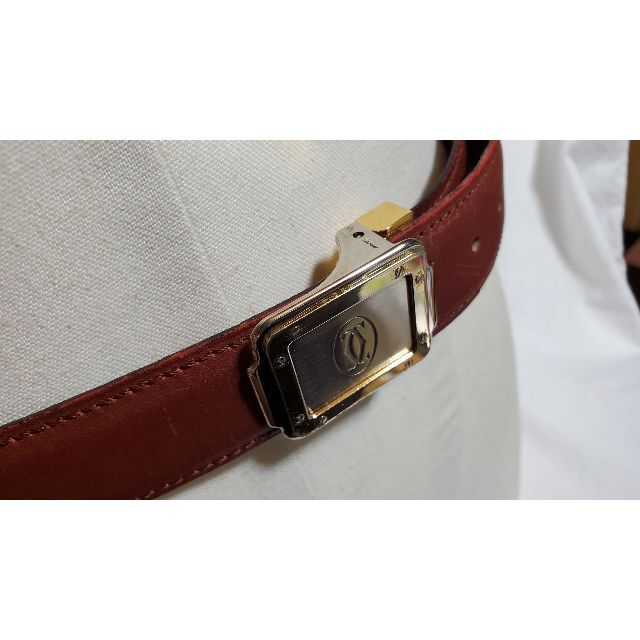 Cartier - 正規 希少 カルティエ サントス×Cロゴ レザーベルト赤 Cartier - 正規 希少 カルティエ サントス×Cロゴ レザーベルト赤