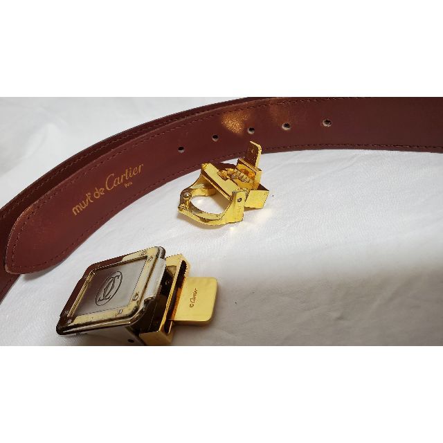 Cartier - 正規 希少 カルティエ サントス×Cロゴ レザーベルト赤 Cartier - 正規 希少 カルティエ サントス×Cロゴ レザーベルト赤
