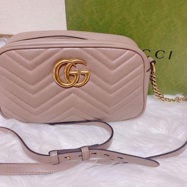 GGマーモント キルティング スモール ショルダーバッグ GUCCI ベージュ
