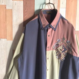 アートヴィンテージ(ART VINTAGE)の【希少】古着 ポリエステルシャツ 切り替えデザイン 好配色 昭和レトロ(シャツ)