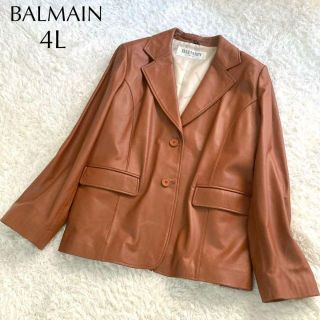 4L✨️美品✨BALMAIN レザーコート 羊革 ブラック 大きいサイズ-