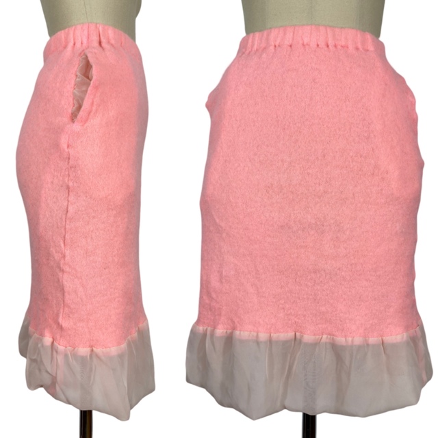 トリコスペシャル ギャルソン 13AW 縮絨 異素材切替 スカート ピンク