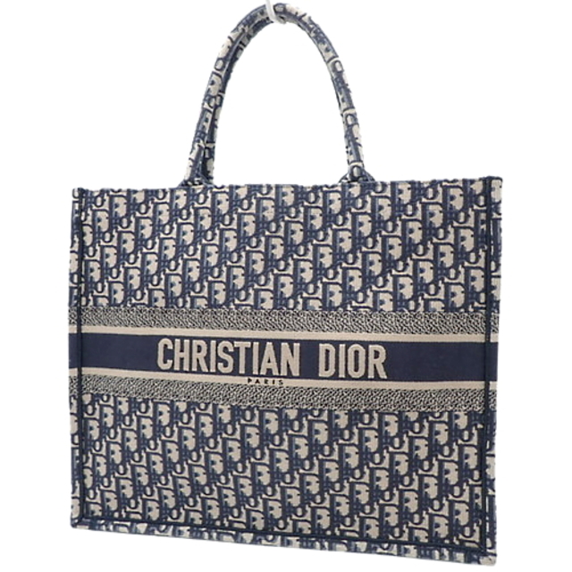 Christian Dior - クリスチャンディオールトートバッグ BOOK TOTE ラージバッグ キャンバス ネイビー紺 ベージュ 40802036653