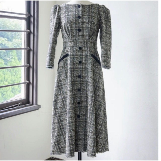 新品　herlipto  Classic Tweed Midi Dress M