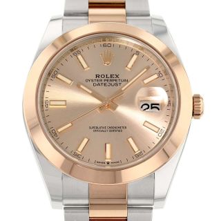 ロレックス(ROLEX)のロレックス デイトジャスト41 K18PGピンクゴールド ランダム 126301 ROLEX 腕時計 サンダスト文字盤(腕時計(アナログ))