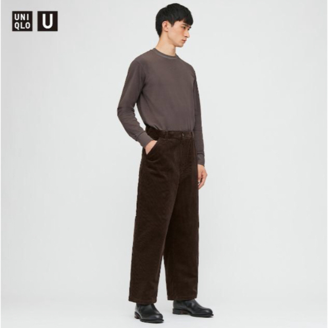 UNIQLO(ユニクロ)のUNIQLO U コーデュロイワイドワークパンツ ユニクロユー　ダークグレー　 メンズのパンツ(ワークパンツ/カーゴパンツ)の商品写真