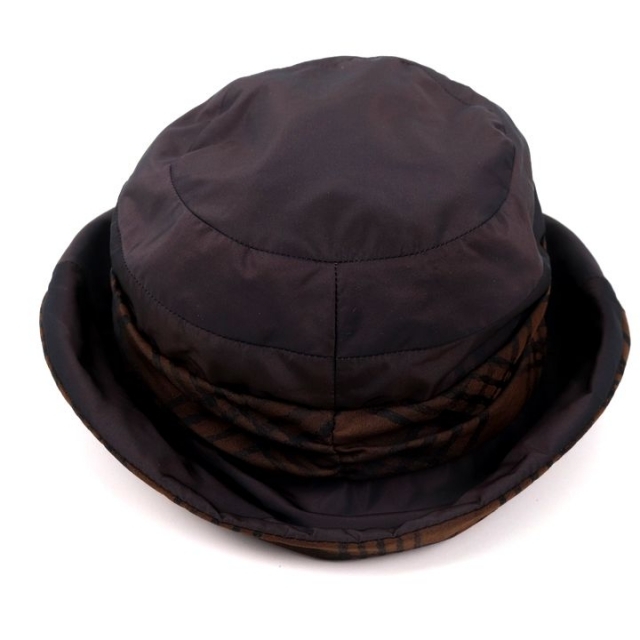 LANVIN(ランバン)のランバン ハット チェック×無地 紐付 秋冬 帽子 ブランド レディース M-S 57.5cm-56cmサイズ ブラウン LANVIN レディースの帽子(ハット)の商品写真