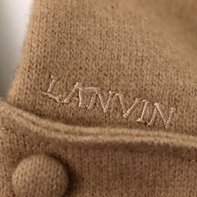 LANVIN(ランバン)のランバン 手袋 ニットグローブ ブランド ロゴ 手首周り約17cm レディース ベージュ LANVIN レディースのファッション小物(手袋)の商品写真