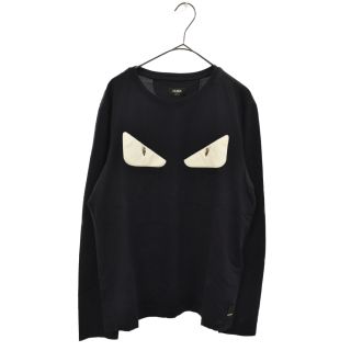 フェンディ(FENDI)のFENDI フェンディ MONSTER BUGS L/S TEE FY0721 モンスターバグズ レザーアイパッチ長袖Tシャツ カットソー ネイビー(Tシャツ/カットソー(七分/長袖))