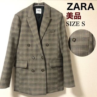 ザラ(ZARA)の【美品】ZARAダブルジャケット　オーバーサイズ　チェックブレザー(テーラードジャケット)