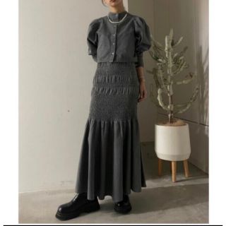 アメリヴィンテージ(Ameri VINTAGE)のAMERI 2WAY DENIM RANDOM SHIRRING DRESS(ロングワンピース/マキシワンピース)