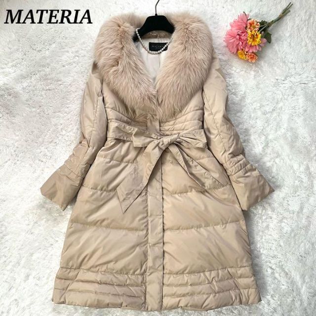 【美品】MATERIA  ダウンコート　ロング　ショールカラー　フォックス　36レディース