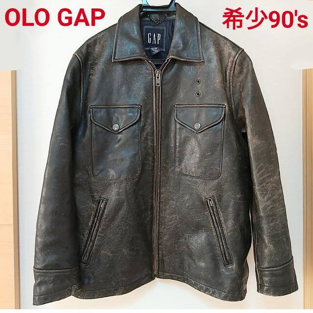 牛革カウハイド色希少 90s OLO GAP レザージャケット カーコート ライダース 革ジャン