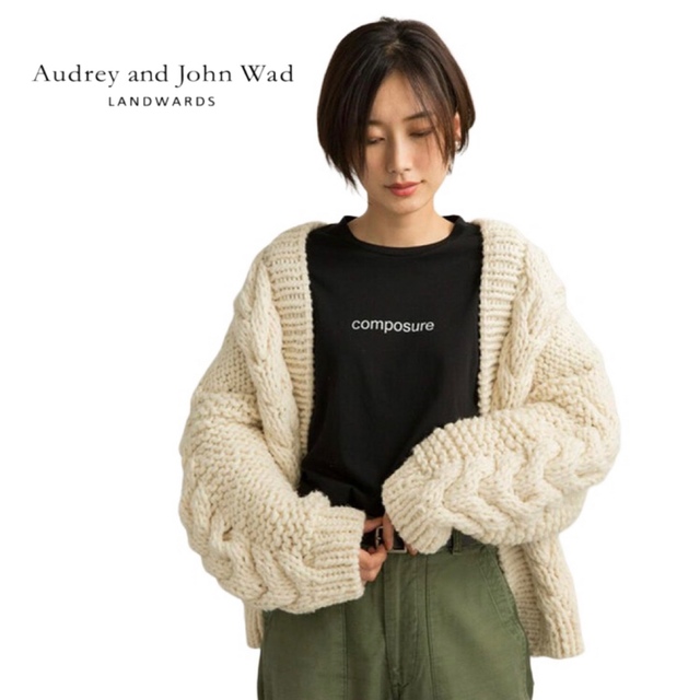 Audrey and John Wad 手編みペルーケーブルニットカーディガン 激安