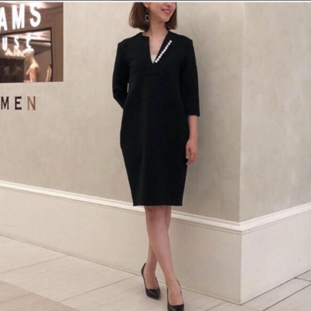 週末限定値下げ】yoko chan ヨーコチャン 七分袖 パールワンピース